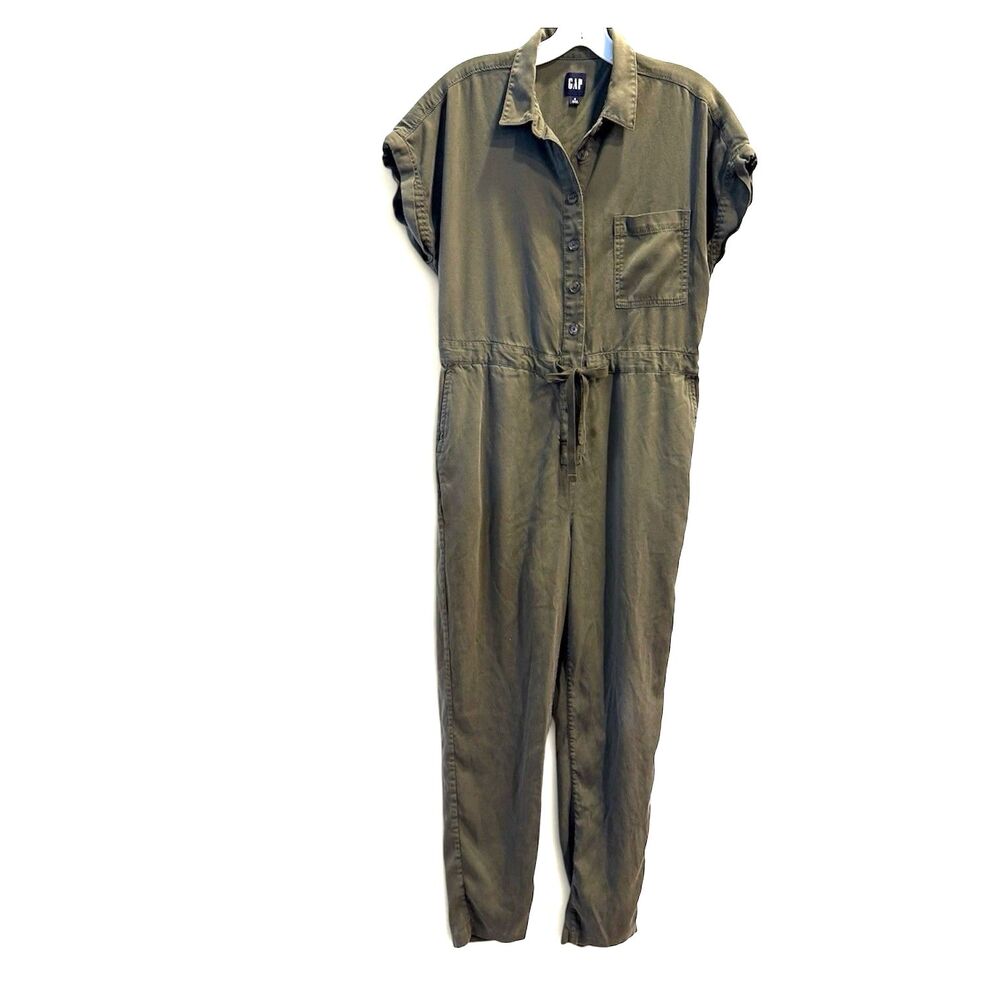 GAPJumpsuit St Leg Flutter Sleeve Utilitarian Military Green 5 Pockets Sz 6